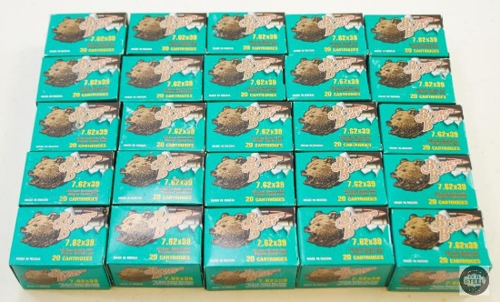 4 boxes Brown Bear 7.62x39 123 grain FMJ Steel Case Ammo 500rds.