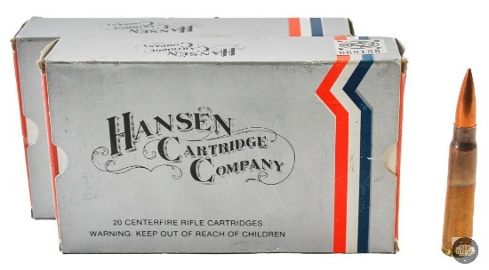 2 Boxes Hansen Cartridge Company 7.65x54 Argentine Mauser 40 Rounds