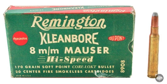 1 Box Remington Kleanbore 8mm Mauser 170 Grain Core-Lokt Soft Point Ammunition 20 Rounds