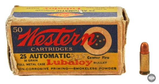 1 Box Western .25 Auto 50 Grain Lubaloy FMJ Ammunition 32 Rounds