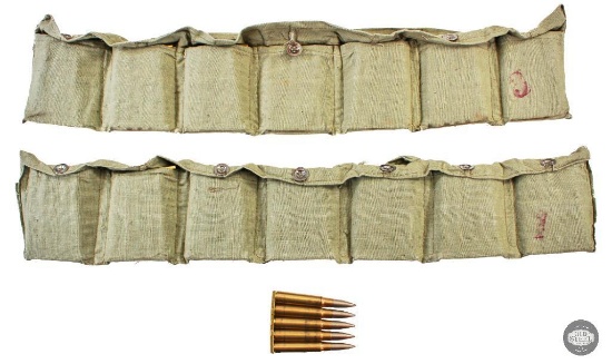2 Bandoleers 8mm Mauser Stripper Clips FMJ Ammunition 140 Rounds
