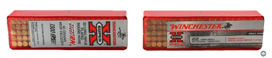 2 Boxes Winchester Super X .22 Long Rifle 40 Plated Round Nose Ammunition 200 Rounds