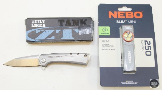 ZT Tank Pocket Knife and Nebo Mini Light