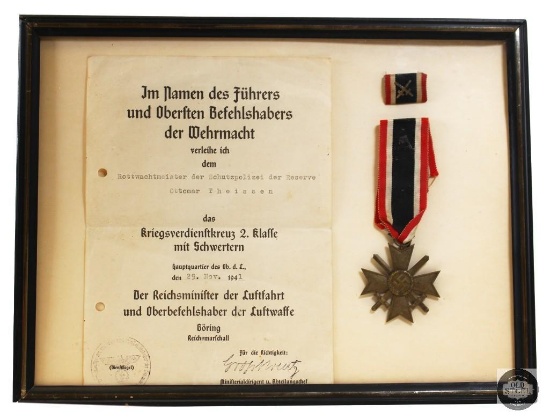 War Merit Cross 2nd Class with Official Presentation Paperwork