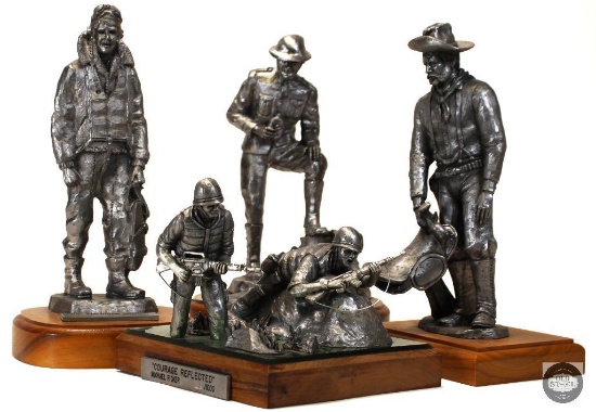 4x Cast Pewter Statues of the US Armed Forces with Certificates