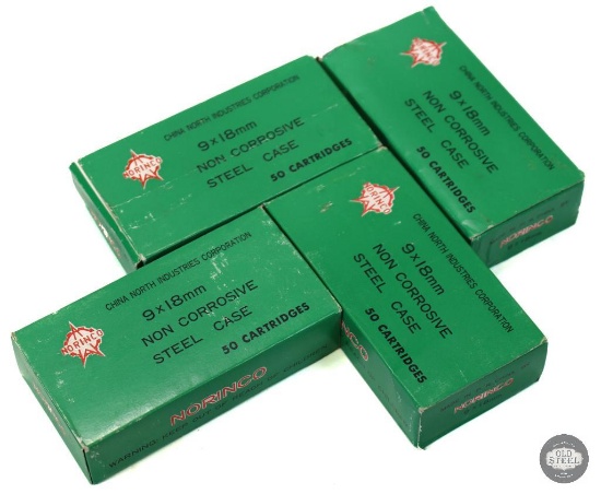 4 Boxes Norinco 9x18mm Makarov FMJ Ammunition 200 Rounds