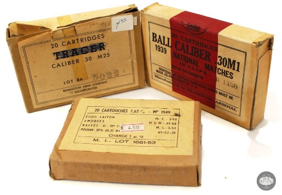 3 Boxes Vintage .30-06 Ammunition 60 Rounds