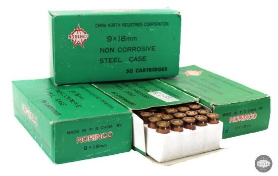4 Boxes Norinco 9x18mm Makarov FMJ Ammunition 200 Rounds