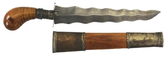 Filipino Gunong Kris Dagger and Sheath