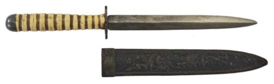 Bone Handled Dagger 7 Inch Blade Leather Scabbard