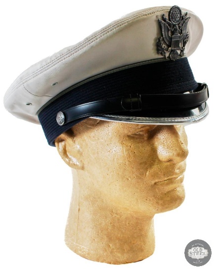 White Rubberized US Army Visor Cap