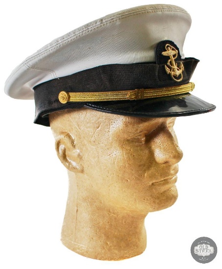 White USN Rubberized Officer's Visor - 7 3/8