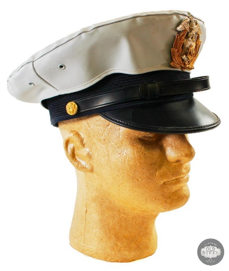 White USN Rubberized Officer's Visor - 7