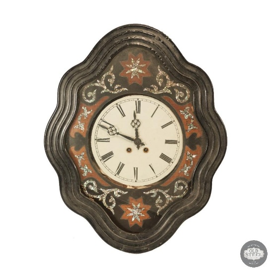 Flat Wall Clock with Mother of Pearl Accents