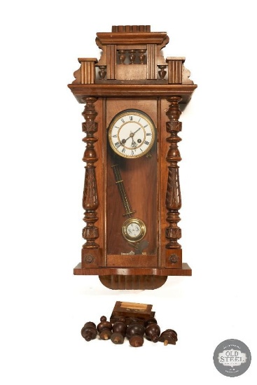 Cabinet Wall Clock with Decorative Pillars