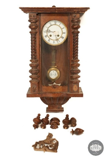 Cabinet Wall Clock with Horse Carving