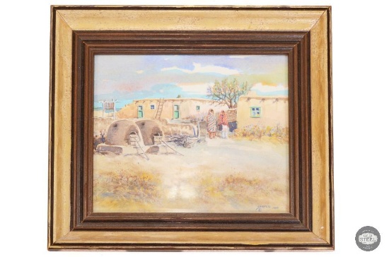 Shirpoyo Pueblo Watercolor Painting