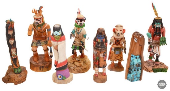 Assorted Authentic Hopi Kachina Dolls from Various Makers