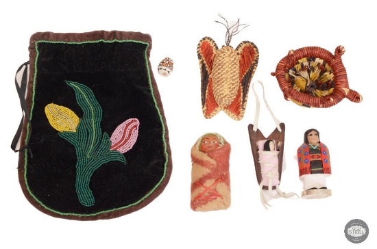 Assorted Authentic Indian Art - Dolls, Fetish, Basket