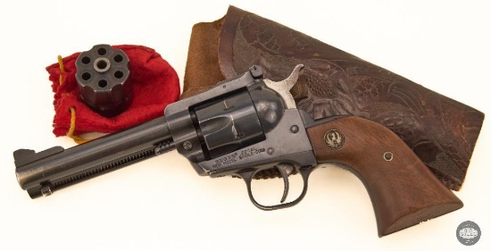 Ruger New Model Single Six Revolver 22LR and 22 Mag Spare Cylinder and Leather Holster C&R