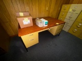 Brown and Yellow Desk and Contents