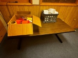 Wooden Table and Contents