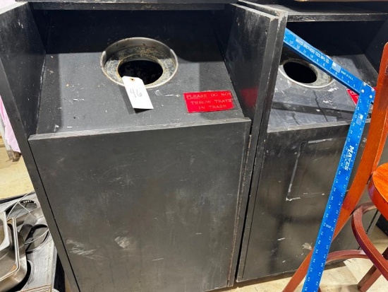 Commercial Trash Can Receptacles, Black, x2