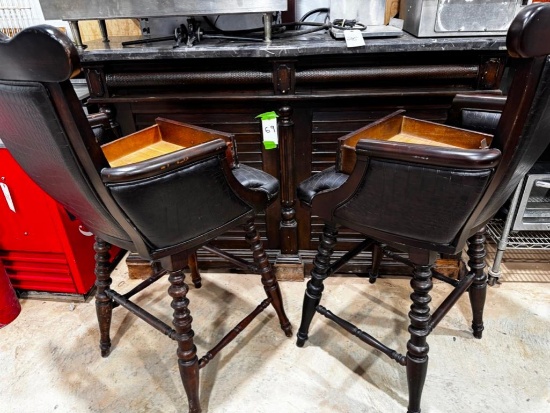 Wood Bar with Two Matching Bar Stools