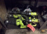 Lot of Ryobi battery operated hand tools including (2) sawzalls, (2) drills, and (2) circular saws