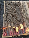 Lot of (8) 8 foot 5/8 inch thick rigging chains WLL 18,000 lbs