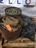 Lot of asst lengths nylon slings, contents of pallet