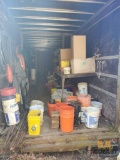 Lot of asst heavy duty nuts and bolts, rod iron, weeping hoses and misc parts (contents of storage