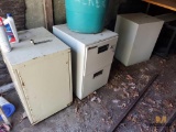 Lot of office furniture including (3) fireproof file cabs, drafting table, folding chairs, etc.
