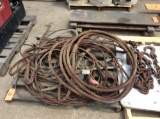 Lot asst chain and wire ropes