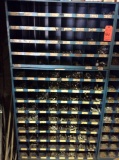 Lot of (4) sections of pigeon hole shelving with NUTS AND BOLTS contents