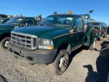 2002 Ford F450 utility truck 4wd, 4 speed trans, A/C, diesel motor VIN: 1FDXF4F22EC08445