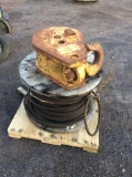 crane snatch block, approx 30 ton capacity with steel cable spool