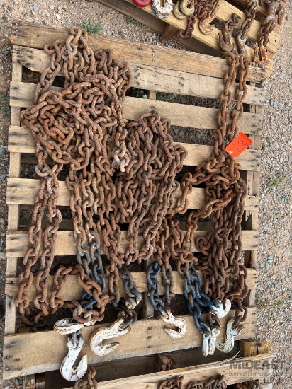 Skid Lot of (5) 1/2" Chains w/ Slotted Hooks Lengths are Approx 12'