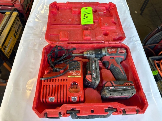 Milwaukee Cordless M18 Drill with Charger in Case and 2 Batteries