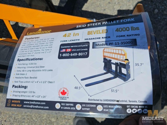 New Skid Steer Pallet Forks
