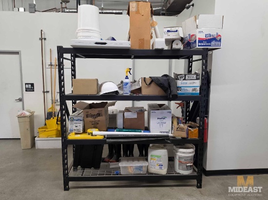 Metal Shelf and Miscellaneous Items