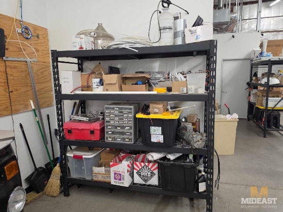 Metal Shelf and Miscellaneous Items