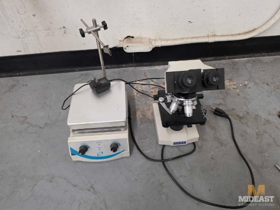 Omax Microscope and Hotplate Magnetic Stirrer