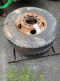 2 used 11R22.5 tires and rims
