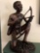 Wooden Bushman of Africa carving, hardwood, bow, arrows, 16â€ tall