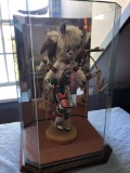 Hopi Kachina Indian doll w/glass display case, 21â€ tall