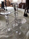 14â€ 11â€ 9â€ offset glass candleholders