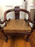 Chinese Wooden vintage chair, cushion, decorative wood back and trim, rose wood(hardwood)