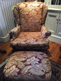 Upholstery chair, upholstery footstool, matches lot 47 sofa