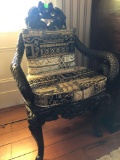 2 carved decorative early 1900s Chinese  wooden chairs, 2x your bid